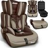 KIDUKU Seggiolino auto con coprisedile, cresce con il bambino, sedile, universale, approvato con la normativa ECE R129/03, 9-36 kg (1-12 anni), gruppo 1+2+3 (Marrone/Beige)