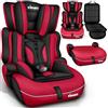 KIDUKU Seggiolino auto con coprisedile, cresce con il bambino, sedile, universale, approvato con la normativa ECE R129/03, 9-36 kg (1-12 anni), gruppo 1+2+3 (Noir/Rosso)
