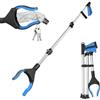 GROFIS 110cm Pinza Telescopica Pieghevole, Testa Rotante 360° Pinza Prensile in Alluminio e Gomma, Raccoglitore di Immondizia con Punte Magnetiche, Pinza Raccogli Rifiuti per Giardino, Parco, Casa