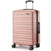 Amazon Basics Valigia Rigida Media - Bagaglio Espandibile ABS con 4 Ruote Doppie Girevoli - Resistente ai Graffi e Leggera - 68 x 45,1 x 28,6cm - Oro Rosa
