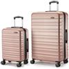 Amazon Basics Set Valigie Rigide (Piccola + Grande) - Bagagli Espandibili ABS con 4 Ruote Doppie Girevoli - Resistenti ai Graffi e Leggeri - Oro Rosa