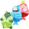 PHOGARY 3 Spugna Doccia per Bambini, Adorabili Spugne da Bagno Pouf da Doccia a Forma di Animale Spugne Doccia Luffa, Scrubber per il Corpo Divertente Spugna a Rete per Bambini-A