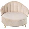 DRW Poltrona portagioie rotonda in velluto in crema 15x17x17 cm