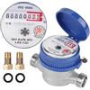 Weytoll Contatore Acqua Fredda 15mm 1/2 Pollice per Uso Domestico, Misure in Metri Cubi, Tipo a Rotore Meccanico, Acqua Fredda, Display Combinato Digitale e Analogico