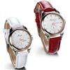 JewelryWe Orologio da donna analogico al quarzo classico business casual con cinturino in pelle (Bianco+rosso)