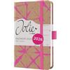 SIGEL J6800 Agenda settimanale Jolie 2026-1 anno - circa A6 - Raspberry Batik - 2 pagine = 1 settimana - copertina rigida - 80 g/m² - marrone/pink neon - 174 p. - certificazione FSC