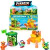PIRATIX ADVENTURE WORLD Serie Crazy Jungle, Captain Pack Doc Bandaid - Include 4 Piratix, 1 Capitano Dorato, 4 Accessori Neon, 1 Gabbia, 1 Canyon, 2 Tesori esclusivi e 2 Bandiere Neon. Confezione 6/6