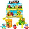 PIRATIX ADVENTURE WORLD Serie Crazy Jungle, Captain Pack Louie - Include 4 Piratix, 1 Capitano Dorato, 4 Accessori Neon, 1 Gabbia, 1 Canyon, 2 Tesori Esclusivi, 2 Bandiere Neon. Confezione da 2/6