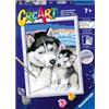 Ravensburger CreArt: Husky - Dipingere con i Numeri per Bambini 7+ Anni, Kit Pittura con Tavole, Cornice con Brillantini, Pennello e Colori Inclusi, 25 x 18,30 cm, Idee Regalo