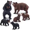 toymany Set di 6 statuette di orsi, realistiche foreste di animali della foresta, include orsi marroni e orsi neri, regalo di compleanno, giocattolo di Natale per bambini e bambini