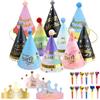 QSZHSL Set di 25 cappelli da festa, cappelli per feste di compleanno per bambini, cappelli con pompon di carta, cappelli per feste di compleanno per bambini, adulti (25 pezzi)