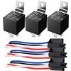 GUUZI 3 Pack 12V 40 Amp Relè Auto DC 4 Pin SPST e Cablaggio - Kit Relè Fili di Rame per Impieghi Gravosi per Camion Automobilistico Furgone Moto Barca