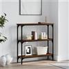 FENLAX Tavolo consolle con ripiani, 75 x 22,5 x 75 cm, sottile, per soggiorno, ingresso, corridoio, tavolo da esposizione con ripiani, in legno e metallo, effetto rovere