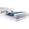 MB Muebles Bonitos, Letto Matrimoniale Contenitore Nitas, Legno e Ecopelle, LED, Bianco, Con Materasso 180x200cm