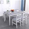 SogesPower Set da Pranzo per 4 Persone, Tavolo da Pranzo con 4 Sedie, Tavolo da Cucina in Legno, Tavolo da Pranzo e Sedie, Set di Mobili Salvaspazio per Cucina e Soggiorno, Grigio/Bianco