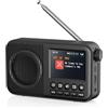 Arafuna Radio Portatile, Radio DAB Con Schermo LCD Da 2,4", Radio Portatile Bluetooth, Radio FM Con Doppia Sveglia, 60 Stazioni Preimpostate, Connessione SD/TF/AUX, Timer Sonno, Ricaricabile scuro
