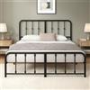 Zinus Florence Bed 135x190 cm - Rete in metallo con testiera e pediera, altezza 35 cm, letto con rete a doghe in metallo, facile da montare, spazio di archiviazione sotto il letto, nero