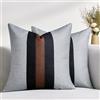 DecorMommt Confezione da 2 Federe per Cuscini Federe Moderne in Cotone e Lino Elegante con Cerniera Invisibile Decorativo per Divano Camera da Letto Soggiorno 45x45cm Grigio e Marrone