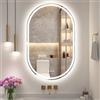 S'bagno Ovale Specchio Bagno con Luce 50x80cm, Bluetooth Specchio Retroilluminato Bagno con Anti-Fog, Memoria, 3000K/4000K/6500K, Vetro Temperato HD, IP44 Impermeabile, Orizzontale or Verticale
