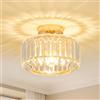 Stepeak Lampada da Soffitto Oro Soggiorno, Plafoniera in Cristallo Soggiorno, Plafoniera Camera da Letto con Paralume in Vetro, Oro Lampadario Moderno in Cristallo per Sala da Pranzo Cucina