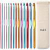 H&S Set di uncinetti in alluminio, 14 pezzi con custodia, da 2 mm, 2,5 mm, 3 mm, 3,5 mm, 4 mm, 4,5 mm, 5 mm, 5,5 mm, 6 mm, 6,5 mm, 7 mm, 8 mm, 9 mm, 10 mm