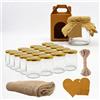 Espirito Rebelde Confezione da 20 barattoli vuoti in vetro da 250 ml con coperchio, 20 scatole, tessuto, spago di iuta e 20 etichette kraft, per marmellate, conserve, miele