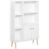 HOMCOM Libreria Scaffale Design Moderno Salvaspazio con 2 Porte da Salotto Pannelli di Particelle 80x23.5x123cm Bianco