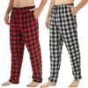 YUSHOW Confezione da 3 pantaloni da pigiama da uomo in flanella, in morbido cotone, a quadri, pantaloni invernali caldi, comodi con tasche, Confezione da 2 - plaid grigio+plaid nero rosso, L