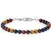 GAVU Bracciale Uomo Pietre Naturali, Bracciale Tripla Protezione da Uomo con Perline di Occhio di Tigre Blu Rosso e Marrone