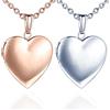 GENSMILE Collana con Ciondolo dell'Amicizia a Cuore con Immagine - 2 Pezzi Catena Foto Regalo Personalizzato per Ragazze Ragazzi, Catena con Amuleto Foto da Aprire, Ciondolo Memoria (Argento + Oro Rosa)