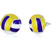 NewL Orecchini a perno in argento Sterling 925, a forma di pallavolo, smaltati, anallergici, idea regalo per ragazze, Ceramica