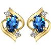 JewelryPalace Orecchini a Lobo Argento 925 Con Naturale Topazio London Blu, Piercing Dorati a Bottone Con Pietre Dure a Taglio Ovale, Orecchini Blu in Oro Set Gioielli Donna
