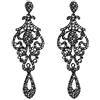 EVER FAITH Orecchini Donna Cristallo Sposa festa Vintage Fiore Modello pendenti a goccia vuota Carbonio Nero Nero-fondo