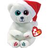 Ty - Peluche - Beanie Bellies Speciale Natale - Orso Polare - Emery - Bianco - Orsacchiotto con berretta natalizia e occhioni glitter - I peluche morbidi e coccolosi - 20 Cm - 41042