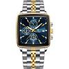 DAXIAOYU - Orologio da polso al quarzo da uomo, impermeabile, luminoso, cronografo, quadrato, sportivo, in acciaio inox, da uomo, Dorato Blu, Bracciale