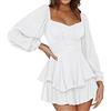 Generic Abito da spiaggia da donna, vestito da pirata, da donna, con scollo a slash, in tinta unita, per costume da pirata, bianco, XL
