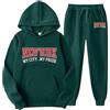 Generic Tuta Uomo Completa - Tute alla Moda da Uomo Set 2 Pezzi a Maniche Lunghe con Stampa di Lettere in Pile con Cappuccio e Pantaloni Abito da Sposo Completo