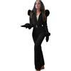 ThiCc Tuta da sci da donna, impermeabile, isolata, calda, invernale, con collo in pelliccia, antivento, per sport all'aria aperta, abbigliamento termico per lo sci e lo snowboard, Nero , XL