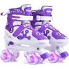 ERNAN Pattini a rotelle per bambini, 8 ruote luminose e 4 misure regolabili. Pattini a rotelle per bambini principianti, adatti per interni ed esterni (Pink, M)
