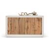 Credenza LAMPEDUSA in legno bianco frassinato, ante finitura rovere rustico, 140×50 cm