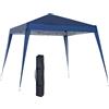 Outsunny Gazebo Pieghevole da Giardino 2.4x2.4m con Struttura in Acciaio e Corde Antivento, Blu