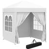 Outsunny Gazebo Pieghevole Pop Up 2x2 m con 4 Pareti Rimovibili in Poliestere e Acciaio, Bianco|Aosom