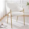 FC Sedia da pranzo con braccioli, tessuto Sherpa, cuscino del sedile spesso, schienale ergonomico, 52.5×48×83.7 cm,Beige
