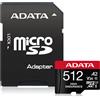 Adata Scheda MicroSD 512GB Adata High Endurance microSDXC UHS-I U3 Class 10 V30 A2 Nero [AUSDX512GUI3V30SHA2-RA1]