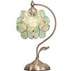 Bieye L30733 Lampada da tavolo in vetro colorato in ciliegio con base in ottone vintage paralume largo 21 cm, altezza 42 cm (Blu chiaro trasparente)