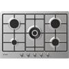 Candy CHW74WTX Piano Cottura 5 Fuochi a Gas 75 cm (1 Bruciatore Doppia Corona) colore Inox