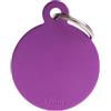 MYFAMILY Medaglietta Basic Cerchio Grande Viola in Alluminio. Medaglietta Per Cani