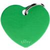MYFAMILY Medaglietta Basic Cuore Grande Alluminio Verde. Accessori per cani .