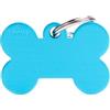 MYFAMILY Medaglietta basic Osso Grande Alluminio Azzurro. Accessori per cani