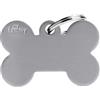 MYFAMILY Medaglietta Basic Osso Grande Alluminio Grigio. Accessori per cani